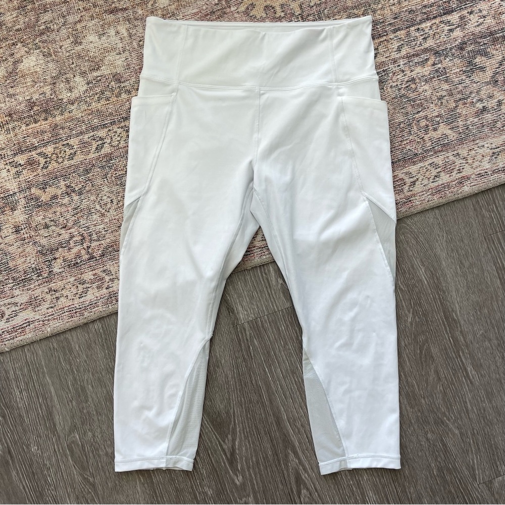 ATHLETA White Leggings Eclipse - Mesh Detail